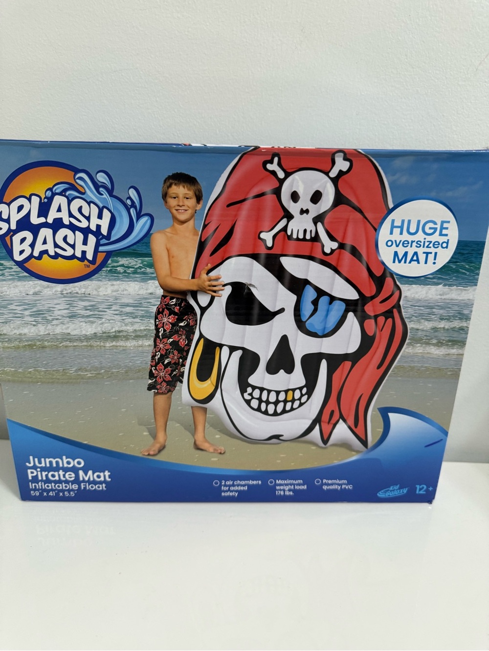 Splash Red and White Pirate Skull Oversized Inflatable Mat